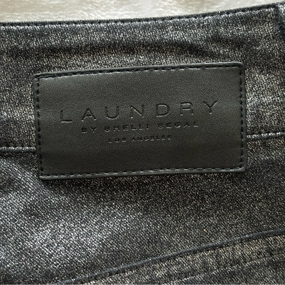 LAUNDRY by Shelli Segal Black Metallic Skinny Cropped Pants--EUC--8 - Picture 6 of 16